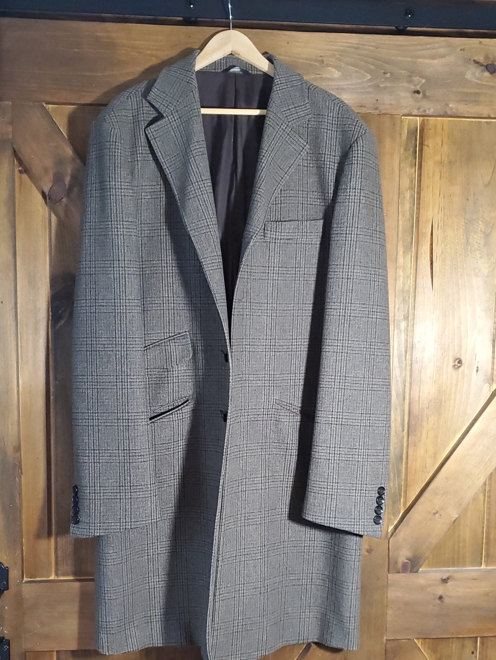 Alex CannonGray Glen Plaid Mid Length OverCoat